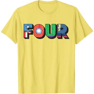imageMarvel Super Heroes Avengers Numbers 4 Fourth 4th Birthday TShirtLemon Yellow