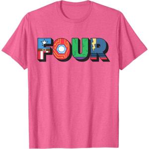 imageMarvel Super Heroes Avengers Numbers 4 Fourth 4th Birthday TShirtPink Heather