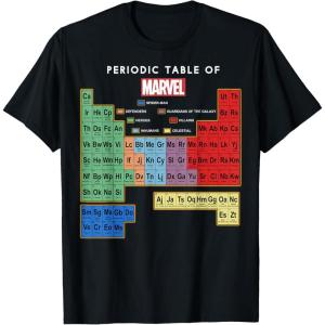 imageMarvel Ultimate Periodic Table Of Elements Graphic Short Sleeve TShirt Black SmallBlack