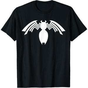 imageMarvel Venom White Spider Logo Halloween Graphic TShirt TShirtBlack