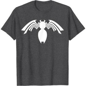 imageMarvel Venom White Spider Logo Halloween Graphic TShirt TShirtDark Heather Grey