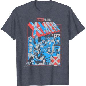 imageMarvel XMen 97 Americana Colors Group Poster TShirtHeather Blue