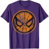 imageMarvel SpiderMan Face Web Logo Orange Halloween TShirtPurple