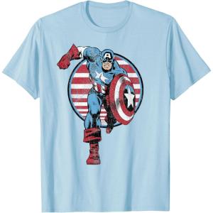 imageMarvel Avengers Retro Captain America Vintage Comic Circle TShirtBaby Blue