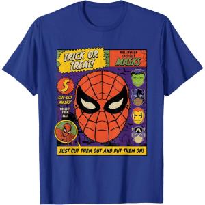 imageMarvel Halloween SpiderMan Retro Vintage Super Hero Masks TShirtRoyal Blue