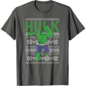 imageMarvel Hulk Retro Ugly Christmas Sweater Graphic TShirt TShirtAsphalt Grey