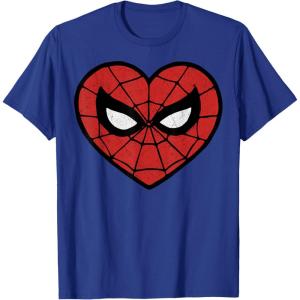 imageMarvel SpiderMan Face Mask Valentines Heart Logo TShirtRoyal Blue