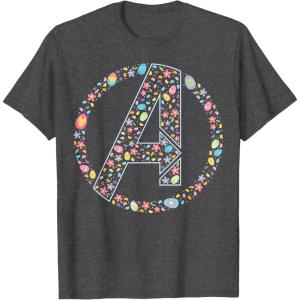 imageMarvel Super Heroes Avengers Easter Eggs ALogo Icon Symbol TShirtDark Heather Grey