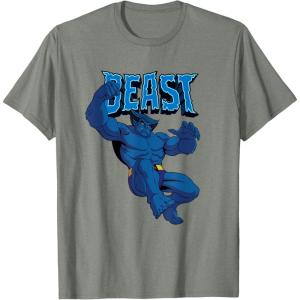 imageMarvel XMen 97 Animated Series Beast and Logo 2Sided TShirtOlive Heather