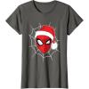 imageMarvel Comics SpiderMan Christmas Face Portrait TShirtAsphalt Grey