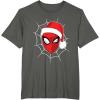 imageMarvel Comics SpiderMan Christmas Face Portrait TShirtAsphalt Grey