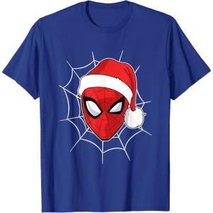 imageMarvel Comics SpiderMan Christmas Face Portrait TShirtRoyal Blue