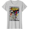 imageMarvel SpiderMan Classic Retro Paint Splat Comic TShirt TShirtSilver Grey
