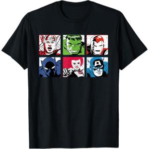 imageMarvel Avengers Super Heroes Retro Comic Art TShirtBlack