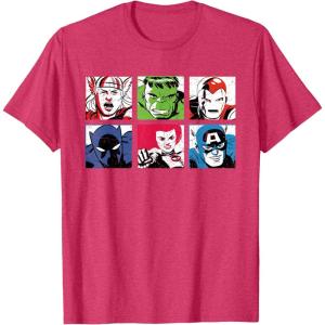 imageMarvel Avengers Super Heroes Retro Comic Art TShirtRed Heather