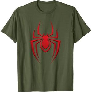 imageMarvel SpiderMan Miles Morales Game Spider Icon TShirtOlive Green