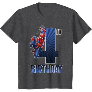 imageKids Marvel Universe Classic SpiderMan Epic 4th Birthday TShirtDark Heather Grey